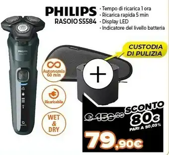 Expert Shaver series 5000 s5584/62 rasoio elettrico rotazione trimmer verde offerta