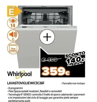 Expert Wic 3c26 f lavastoviglie a scomparsa parziale 14 coperti e offerta