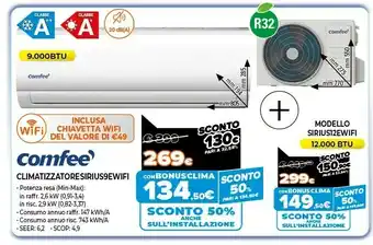 Comfeè sirius-9 condizionatore fisso climatizzatore split system bianco