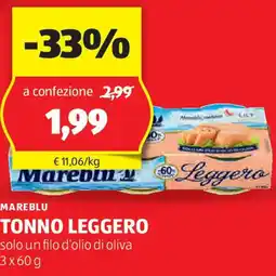 ALDI Mareblu tonno leggero offerta