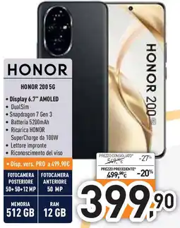Unieuro HONOR 200 5G offerta