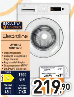 Unieuro Electroline LAVATRICE WMEVT0712 offerta