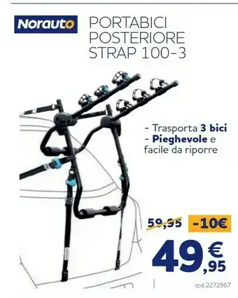 Norauto Portabici posteriore strap 100-3 norauto offerta