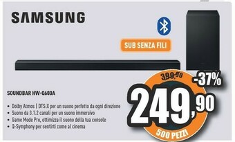 Unieuro Hw-q600a nero 3.1.2 canali offerta
