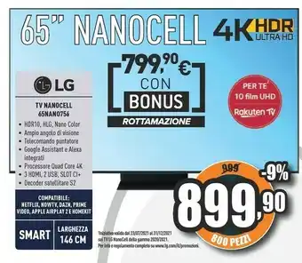 Unieuro Tv nanocell 65nano756 offerta