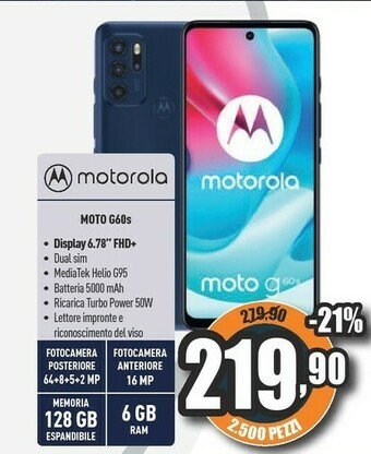 Unieuro Moto g60s 17,3 cm (6.8") dual sim ibrida android 11 4g usb tipo-c 6 gb 128 gb 5000 mah blu offerta