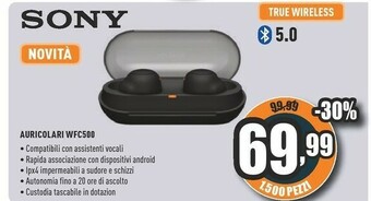 Unieuro Wf-c500 - auricolari true wireless, fino a 20 ore di durata della batteria con custodia di ricarica, compatibile con l'assist offerta