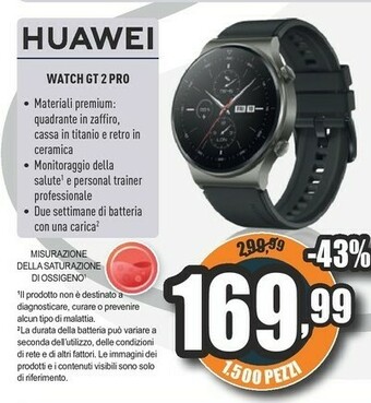 Unieuro Watch gt 2 pro 3,53 cm (1.39") amoled nero gps (satellitare) offerta