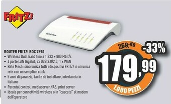 Unieuro Box 7590 router wireless gigabit ethernet dual-band (2.4 ghz/5 ghz) 3g 4g bianco offerta