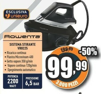 Unieuro Vr8225 ferro da stiro a caldaia 2200 w 1,5 l piastra microsteam 400 nero, grigio offerta
