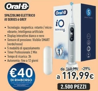 Unieuro Spazzolino elettrico io series 6 grey offerta