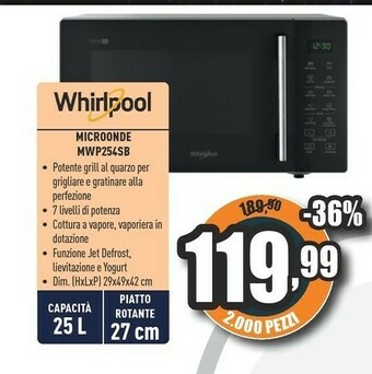 Unieuro Microonde mwp254sb offerta
