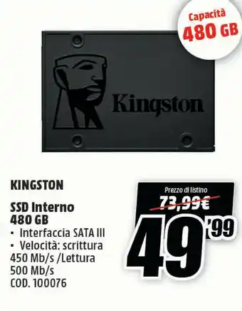 MediaWorld Hard disk ssd offerta