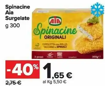 Carrefour Market Spinacine cotoletta con pollo e tacchino e spinaci in foglia spinacine 300 g(ml) offerta