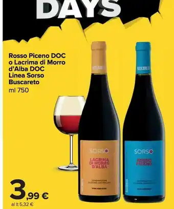 Rosso piceno doc o lacrima di morro d' doc ;inea sorso buscareto