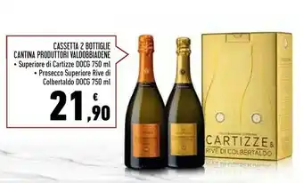 Conad Cantina produttori valdobbiadene cassetta 2 bottiglie offerta