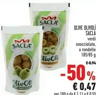 Conad Superstore Olivoli verdi snocciolate 185 g(ml) offerta