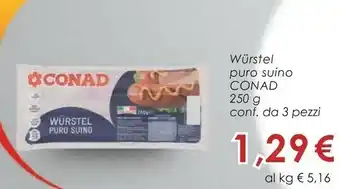 Conad Superstore Conad - wurstel puro suino 250 g(ml) offerta