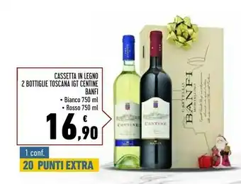 Conad Superstore Cassetta in legno 2 bottiglie toscana igt centine bianco offerta