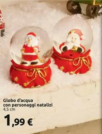 Carrefour Market Globo acqua con personaggi natalizi 4,5 cm offerta