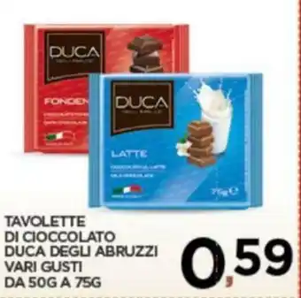 Interspar Duca Degli Abruzzi tavolette di cioccolato vari gusti da 50g a 75g offerta
