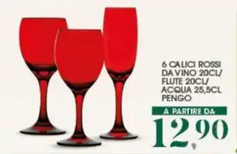 Interspar 6 Calici Rossi da Vino 20cl/Flute 20cl/Acqua 25,5cl Pengo offerta