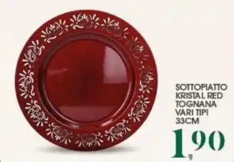 Interspar Sottopiatto Kristal Red Tognana vari tipi 33cm offerta