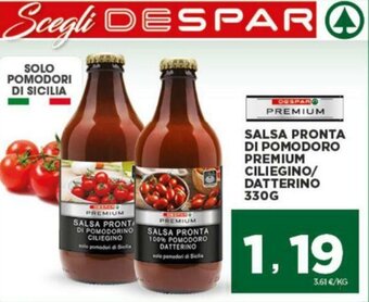 Interspar Salsa Pronta di Pomodoro Premium Ciliegino/Datterino 330g offerta