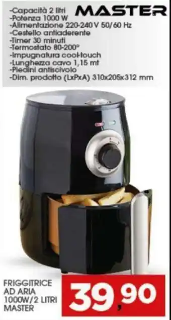 Master Friggitrice Ad Aria 1000W/2 Litri