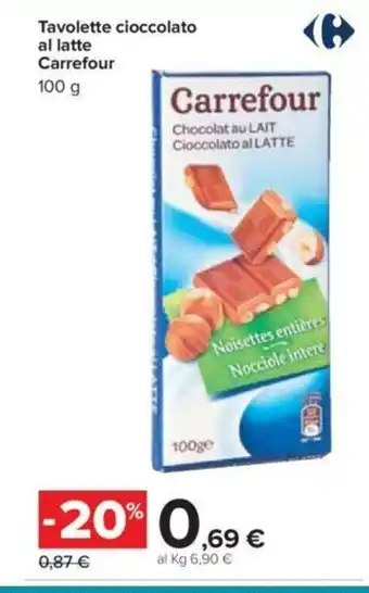 Carrefour Carrefour Tavolette Cioccolato al latte 100g offerta