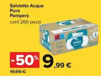 Carrefour Pampers Salviette Acqua Pura 260 pezzi offerta