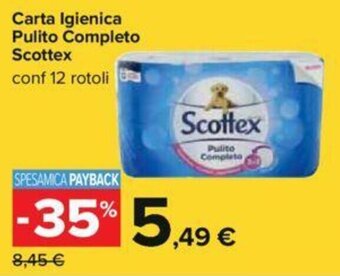 Carrefour Scottex Carta Igienica Pulito Completo 12 Rotoli offerta