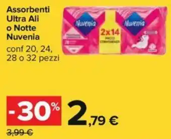 Carrefour Nuvenia Assorbenti Ultra Ali o Notte offerta