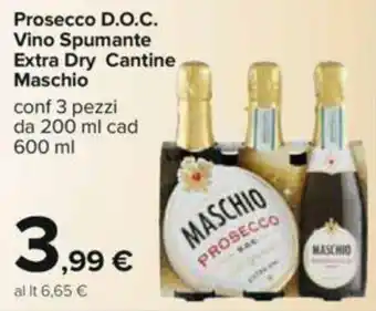 Carrefour Maschio Prosecco D.O.C. Vino Spumante Extra Dry Cantine 600 ml offerta