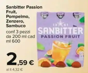 Sanbitter Passion Fruit, Pompelmo, Zenzero, Sambuco 600 ml