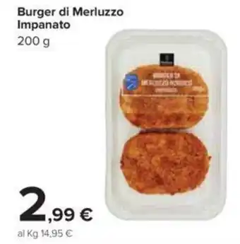 Carrefour Impanato Burger di Merluzzo 200g offerta