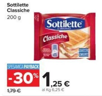 Carrefour Sottilette Classiche 200 g offerta