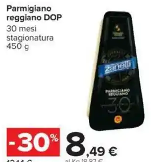 Carrefour Parmigiano Reggiano DOP 30 mesi stagionatura 450g offerta