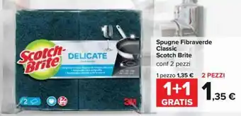 Carrefour Spugne Fibraverde Classic Scotch Brite offerta