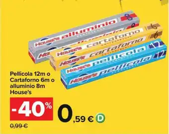 Carrefour Pellicola 12m o Cartaforno 6m o Alluminio 8m House's offerta