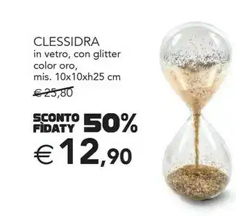 Esselunga Clessidra in vetro, con glitter color oro, mis 10x10xh25 cm offerta