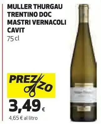 Coop Muller thurgau trentino doc mastri vernacoli offerta