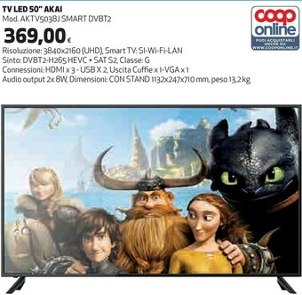 Coop Tv led 50 aktv5038j smart dvbt2 offerta