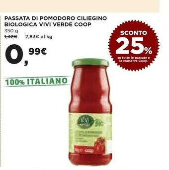 Coop Passata di pomodoro ciliegino biologica offerta