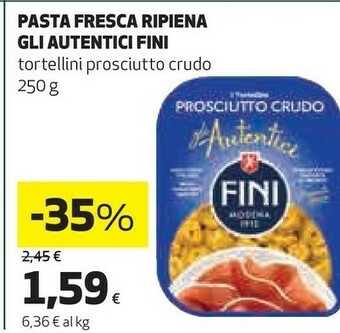 Coop Fini - gli autentici tortellini al prosciutto crudo 250 g(ml) offerta