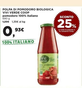 Ipercoop Coop - vivi verde polpa di pomodoro biologica 690 g(ml) offerta