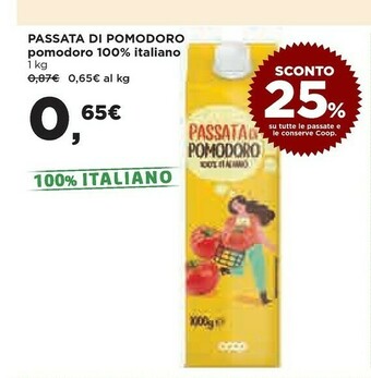 Ipercoop Passata di pomodoro 100% italiano 1 kg offerta