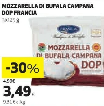 Ipercoop Francia mozzarella di bufala campana dop offerta
