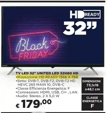 Ipercoop Led32h60 tv 81,3 cm (32") hd nero, grigio offerta