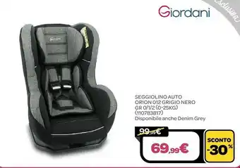 Bimbo Store Seggiolino auto orion 012 grgio nero offerta
